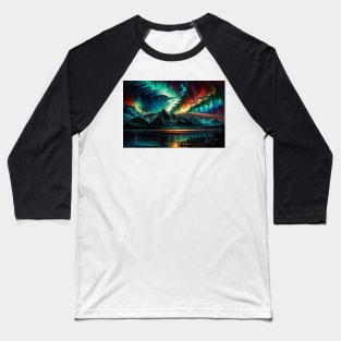 Aurora Borealis over the mountains Baseball T-Shirt